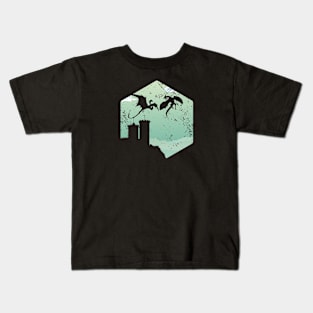 Two Dragons Castle Tower Battle Kids T-Shirt